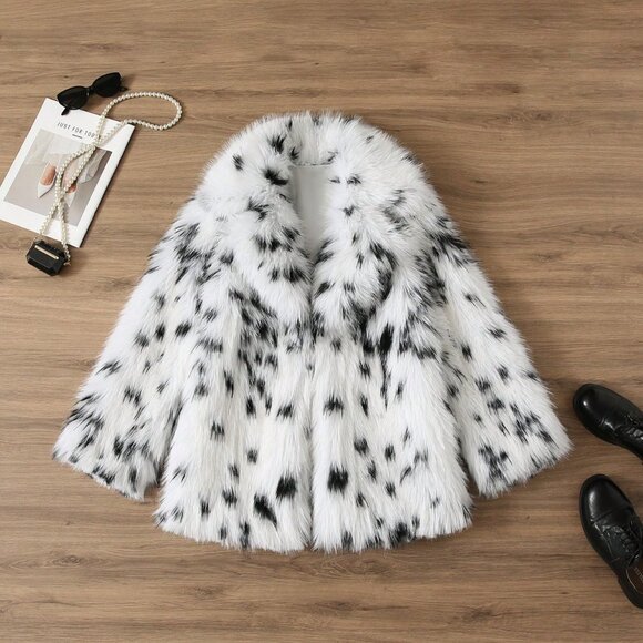 Multicolor Casual Women's Faux Fur Leopard Print Jacket - Picture 5 of 6